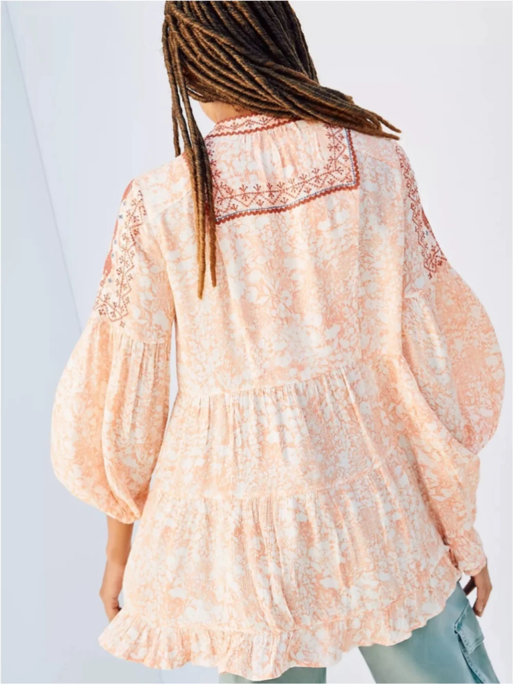 Anthropologie Claudia Embroidered Babydoll Tunic Blouse Peasant Top Boho Size XS - Picture 2 of 7